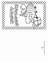 Birthday Coloring Card Happy Pages Kids Clipart Cards Folding Boy Color Template Bee Templates Print Library sketch template