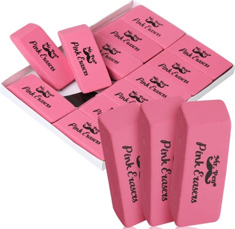 erasers pink erasers pack   pink eraser pencil erasers large ebay