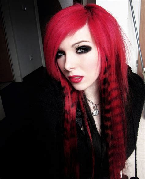 German Scene Queen Emo Girl Ira Vampira Pink Red Hair Coontails