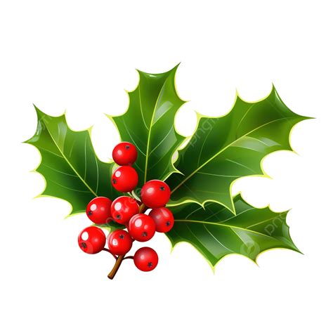 christmas holly leaves  berries art background celebrate png