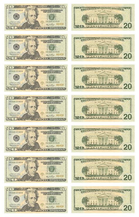 printable  dollar bill front   actual size