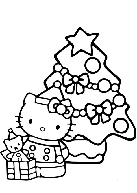 kitty  christmas tree coloring page  printable coloring pages