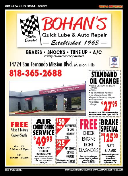 gh bohans quick lube auto repair   coupon adventures