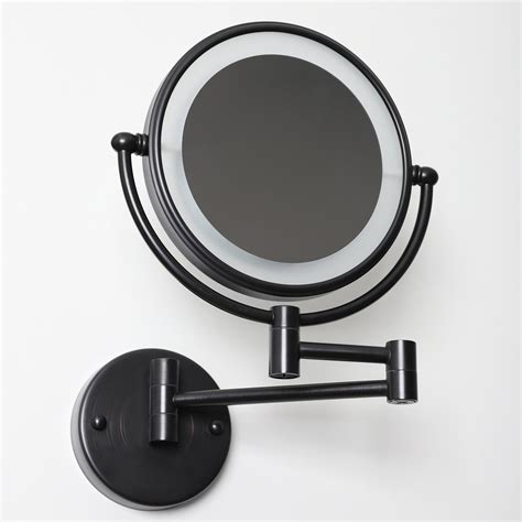 Black Wall Mounted Makeup Mirror With Light