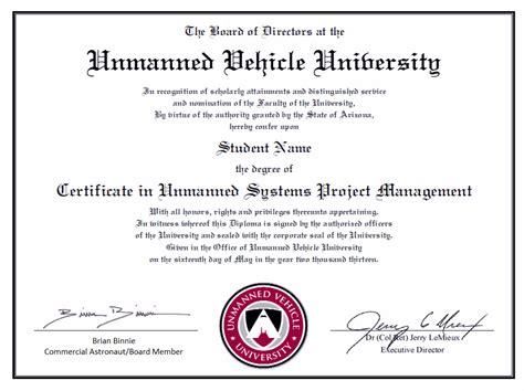 professional certificate unmanned vehicle university