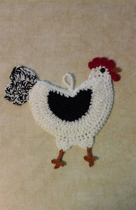 chicken crochet potholder pattern  etsy   crochet