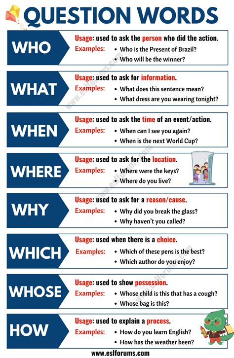 wh questions words learn  wh question words  helpful examples
