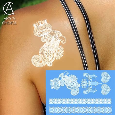 waterproof metallic gold silver white temporary lace tattoo for india