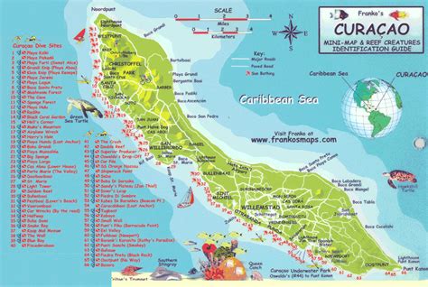 map  curacao island   main attractions  places