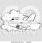 Passing Airliner Flight Cloud Coloring Commercial Illustration Line sketch template