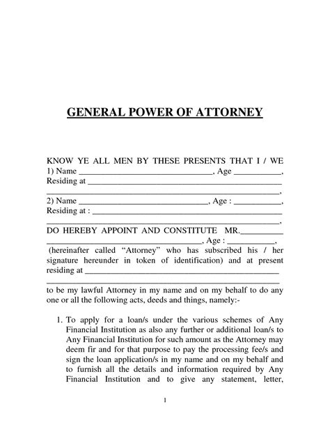 printable general power  attorney form  templates printable