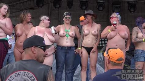 biker babes topless on stage dancing for the guys public