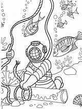 Coloring Pages Sea Diver Deep Under Scuba Diving Book Doverpublications Sheets Color Colouring Dover Publications Ocean Kids Welcome Adventure Adult sketch template