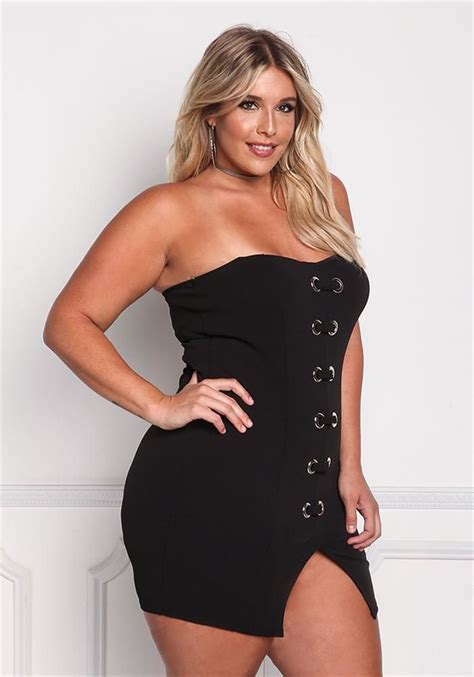 plus size clothing plus size lace up sweetheart bodycon dress