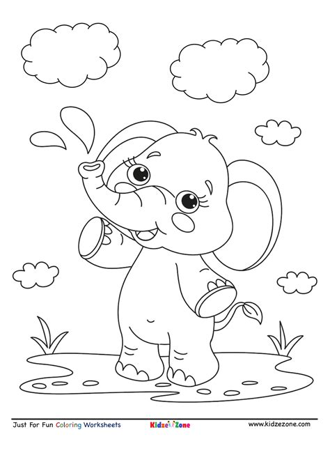 baby elephant  fun coloring page kidzezone