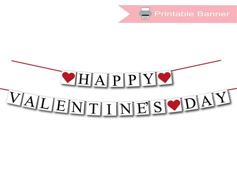printable happy valentines day banner banner holiday party decor