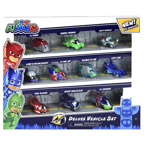 pj masks night time micros deluxe vehicle set   play