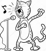 Singing Cartoon Cat Coloring Stock Illustration Vector Book Depositphotos sketch template
