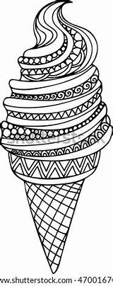 Zentangle Ice Cream Drawn Illustration Hand Coloring Shutterstock Vector Book Preview sketch template