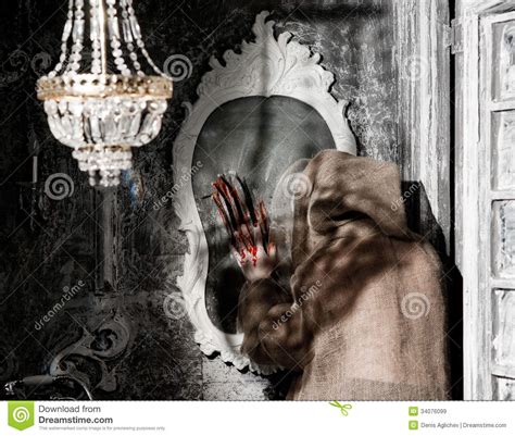 ghost with a mirror stock image image of apparition
