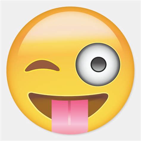face with stuck out tongue and winking eye emoji classic round sticker