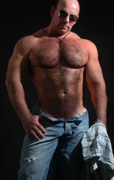 big muscle daddy huge furry chest bald aviators dominating