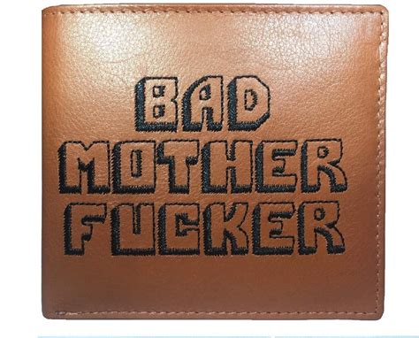 bad mother fucker wallet embroidered real leather tan free cc