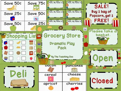 grocery store dramatic play  printables printable word searches