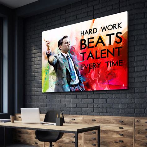 motivation leinwandbild hard work beats talent wandbild modern young hustle