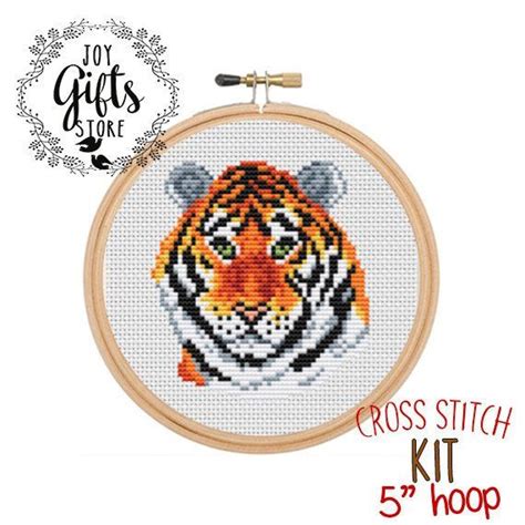 tiger cross stitch kit wild animals cross stitch set etsy cross