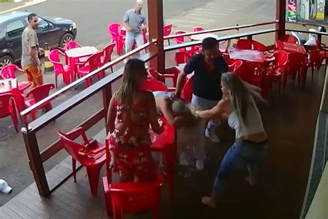 furious wife sparks huge bar brawl after catching husband