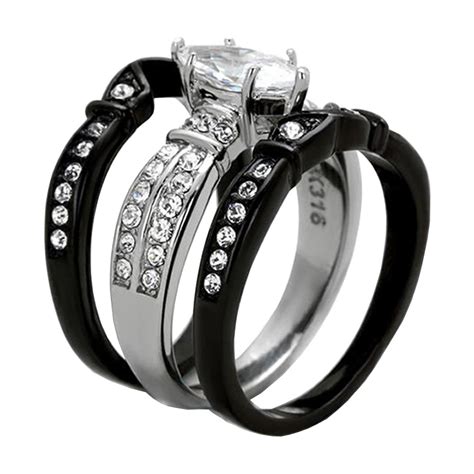 Mabella His And Hers Wedding Ring Sets Couples Matching Rings Black
