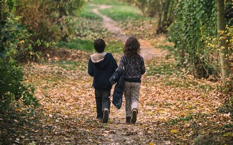 children walking    forest path copyright  photo