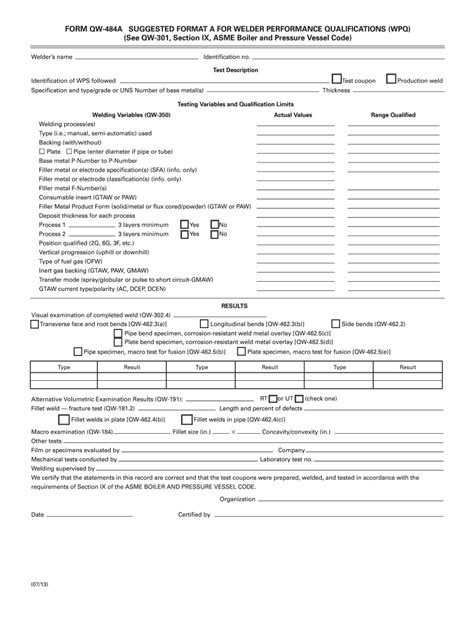 Asme Wpq 2013 2023 Form Fill Out And Sign Printable Pdf Template