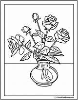 Coloring Rose Pages Vase Roses Pdf Hearts Print Colorwithfuzzy Printables Kids sketch template