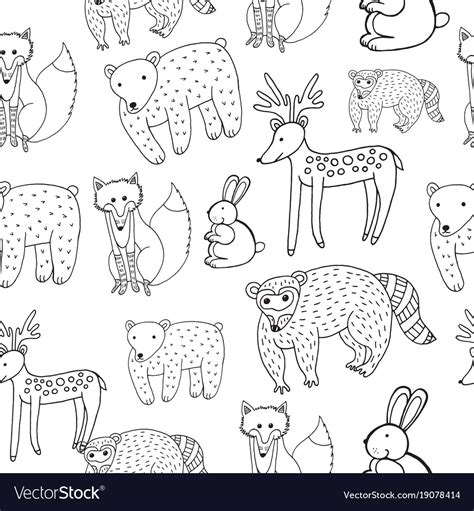 kids drawing  animals seamless pattern doodle vector image