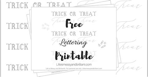 Free Trick Or Treat Lettering Printable