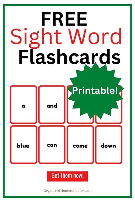 sight word flaschards written   page  printable flashcards