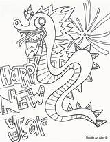 Chinese Coloring Year Pages Dragon Drawing Doodle Printable Zodiac Lunar Happy Sheets Color Number Template Easy Alley Getcolorings Crafts Years sketch template