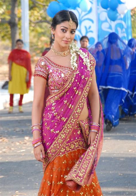 nice actress shriya saran hot saree collection latest fashion bollywood saree half saree