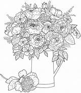 Coloring Flower Pages Floral Doverpublications Adult Arrangements sketch template