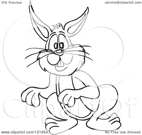 clipart   outlined standing rabbit royalty  vector