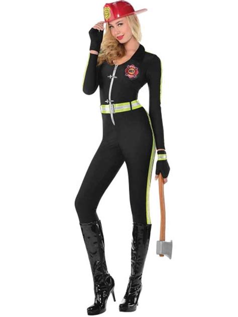 womens fired up sexy firefighter fancy dress ladies fireman costume