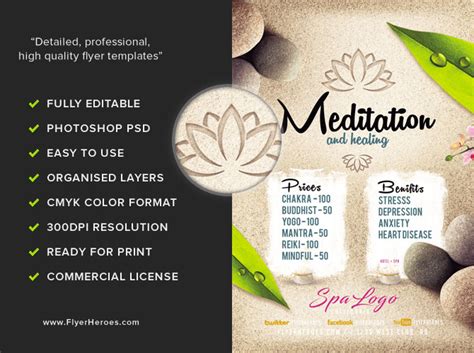 meditation and healing spa flyer template flyerheroes