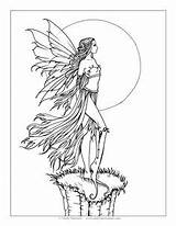 Coloring Pages Fairy Elves Fairies Pixies Fantasy Unique Moon Mollyharrisonart Choose Board sketch template