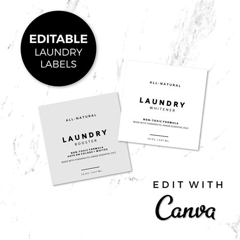 editable printable laundry label templates customizeable labels