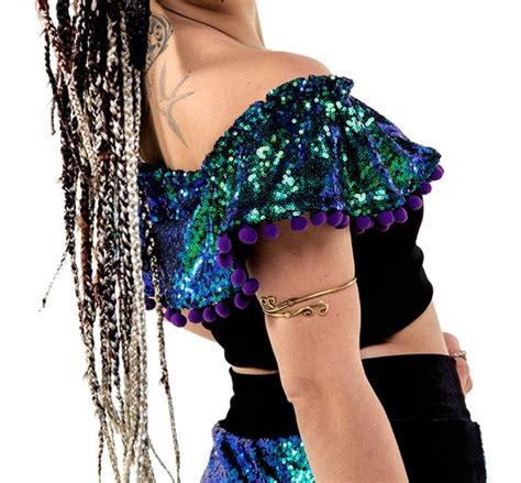Sale Mermaid Sequin Velvet Ruffle Top