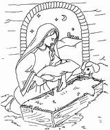 Nativity Coloring Pages Jesus Baby Printable Kids Mary sketch template