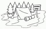 Camping Coloring Camp Tent Summer Colouring Clipart Pages Kids Sleeping Clip Bag Library Popular sketch template