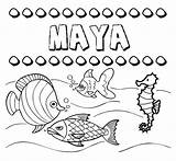 Maya Nombre Pintar sketch template